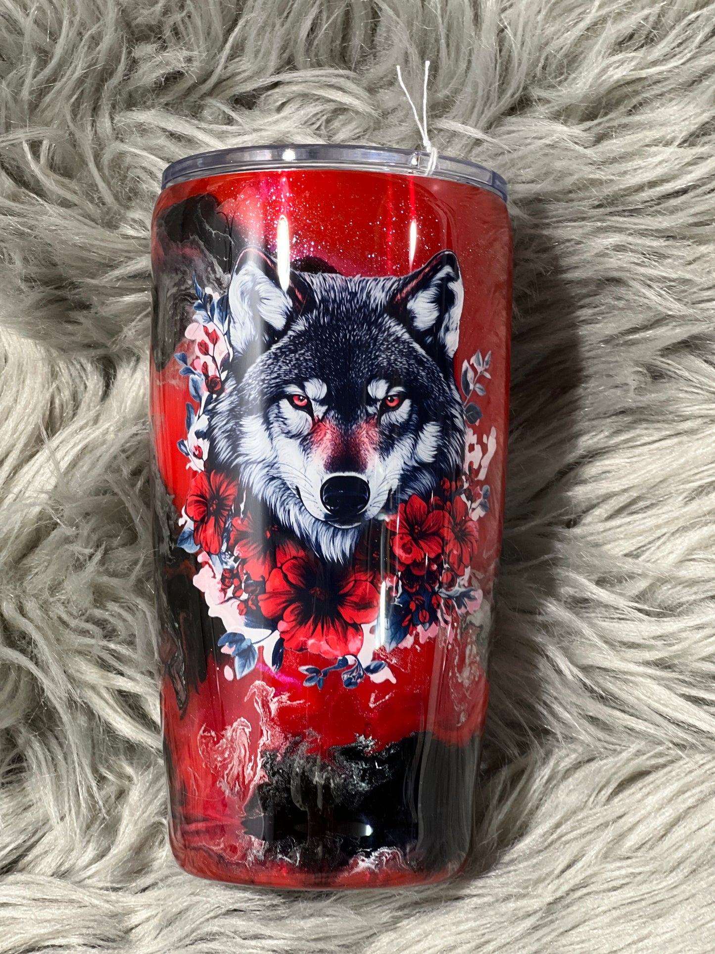 RTS.  Wolf Metallic Red Ink Swirl