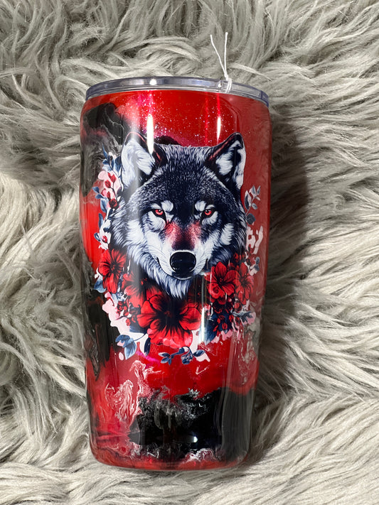 RTS.  Wolf Metallic Red Ink Swirl