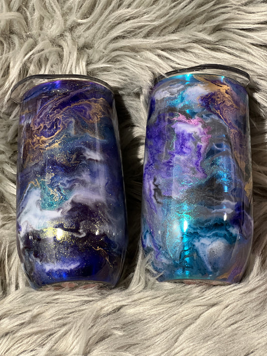 RTS. Purple Base teal and purple Ink Swirl 2pc Set