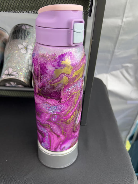 RTS - flip sip container  lavender and purple Ink Swirl