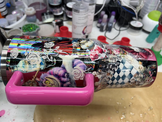 *stephanie/owl that glitters only* in process Alice 40oz handle tumbler