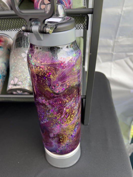 RTS. Ello 32oz Flip & Fill - Black purple Ink Swirl